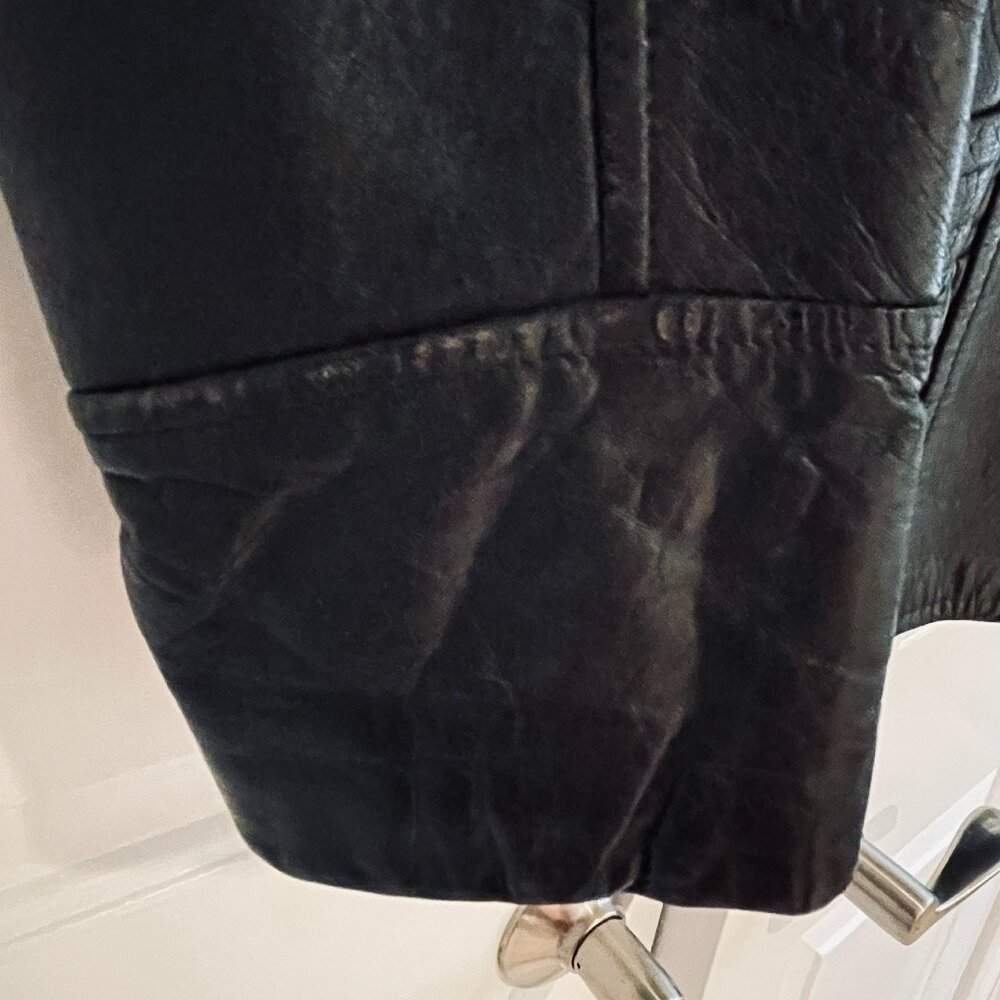 VGVUC Vntg 1950/60's Ladies Black Leather Jacket, Pockets, Zip-Out Lining, Sz L - Picture 5 of 16